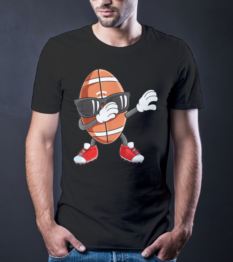 Dabbing Football Sport Funny Dab Dance Cartoon Rugby Player T-Shirt