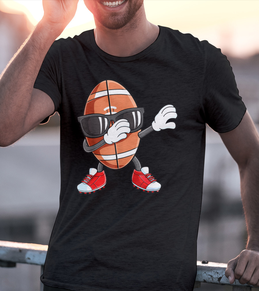 Dabbing Football Sport Funny Dab Dance Cartoon Rugby Player T-Shirt