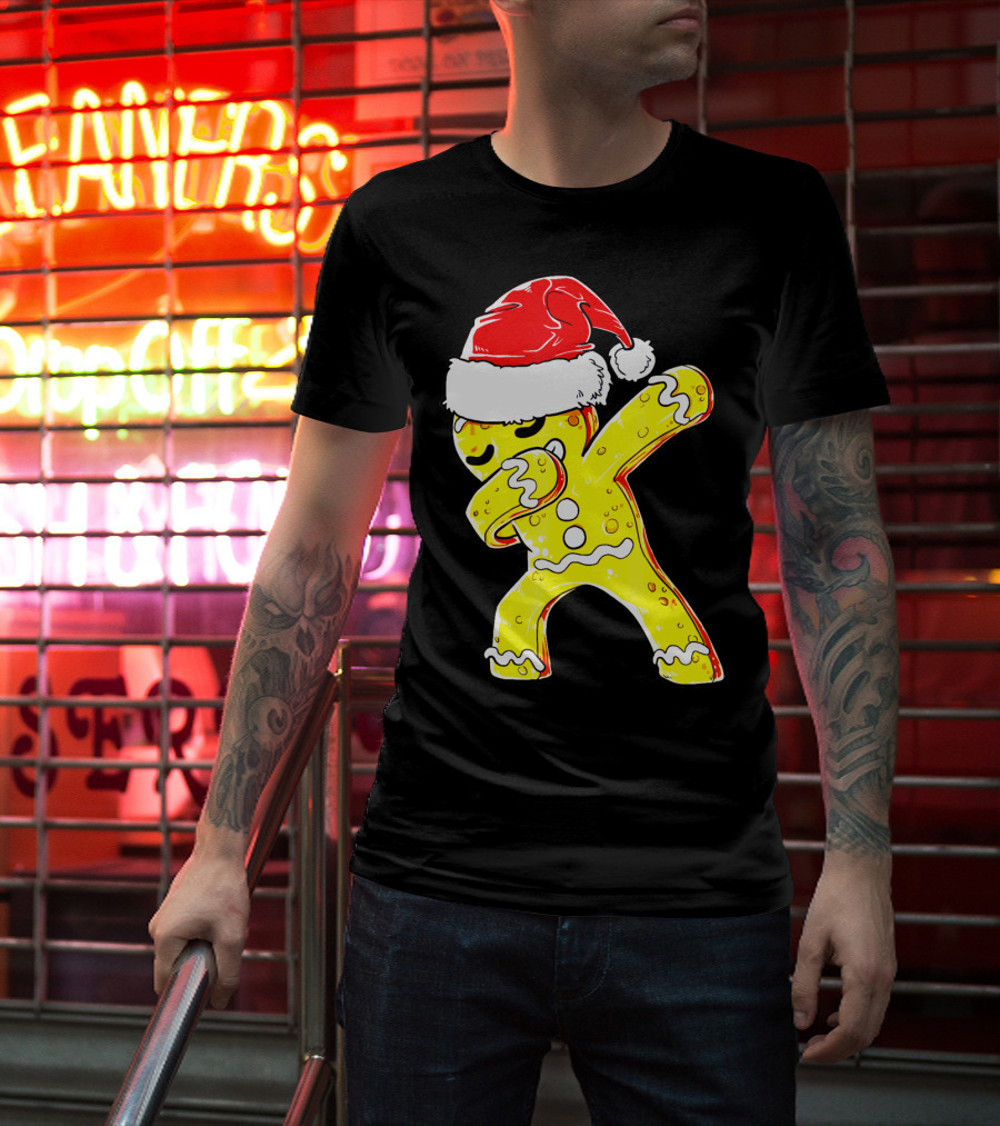 Dabbing Gingerbread Santa Christmas Dance T-Shirt