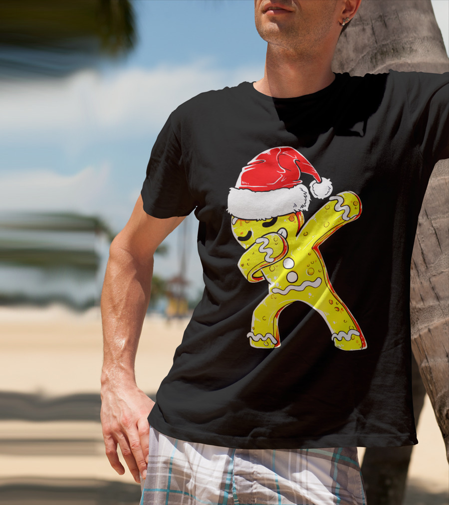 Dabbing Gingerbread Santa Christmas Dance T-Shirt