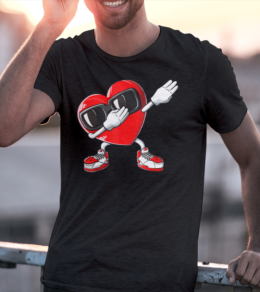 Valentines Day Dabbing Heart Funny Love Dab Boys T-Shirt