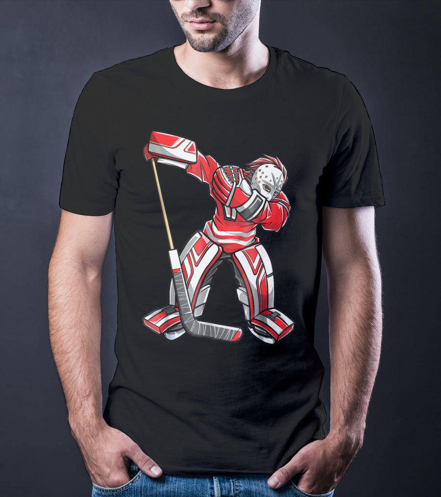 Dabbing Ice Hockey Masked Player Funny Dab Squad T-Shirt