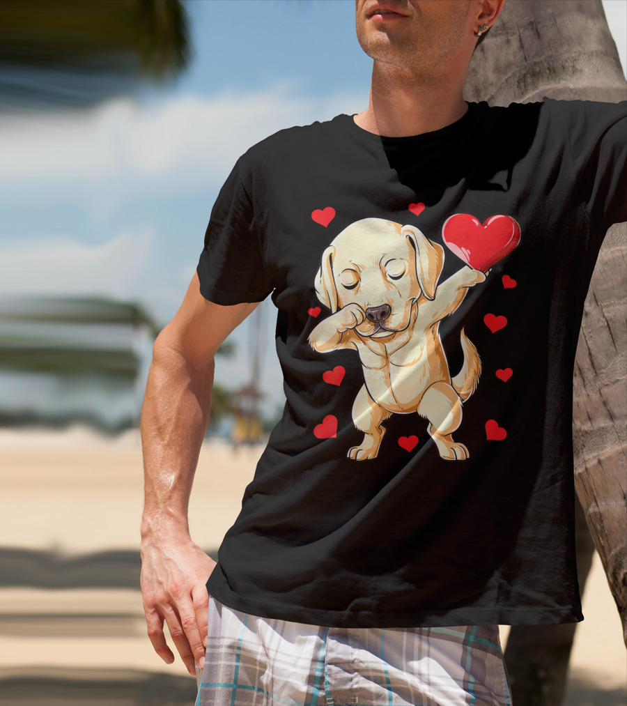 Valentines Day Dabbing Labrador Dog Lover Heart T-Shirt