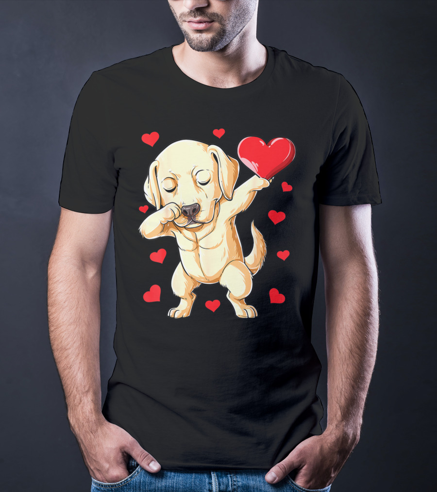 Valentines Day Dabbing Labrador Dog Lover Heart T-Shirt