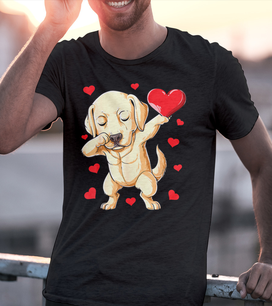 Valentines Day Dabbing Labrador Dog Lover Heart T-Shirt