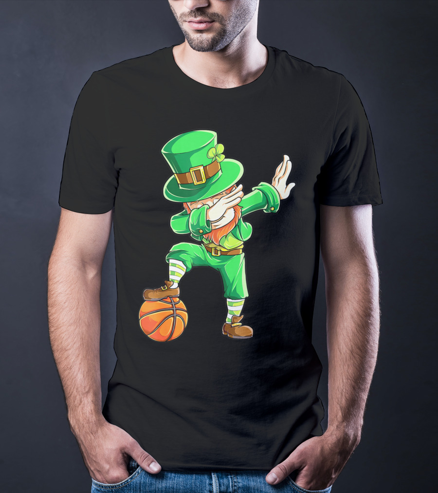 Dabbing Leprechaun On Basketball St. Patrick's Day Fun T-Shirt