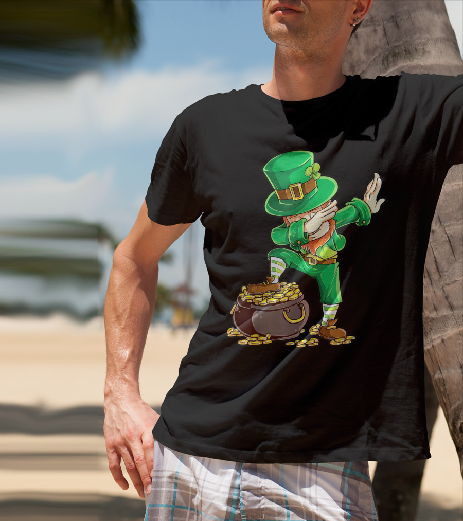 Dabbing Leprechaun Pot Of Gold St Patricks Day T-Shirt