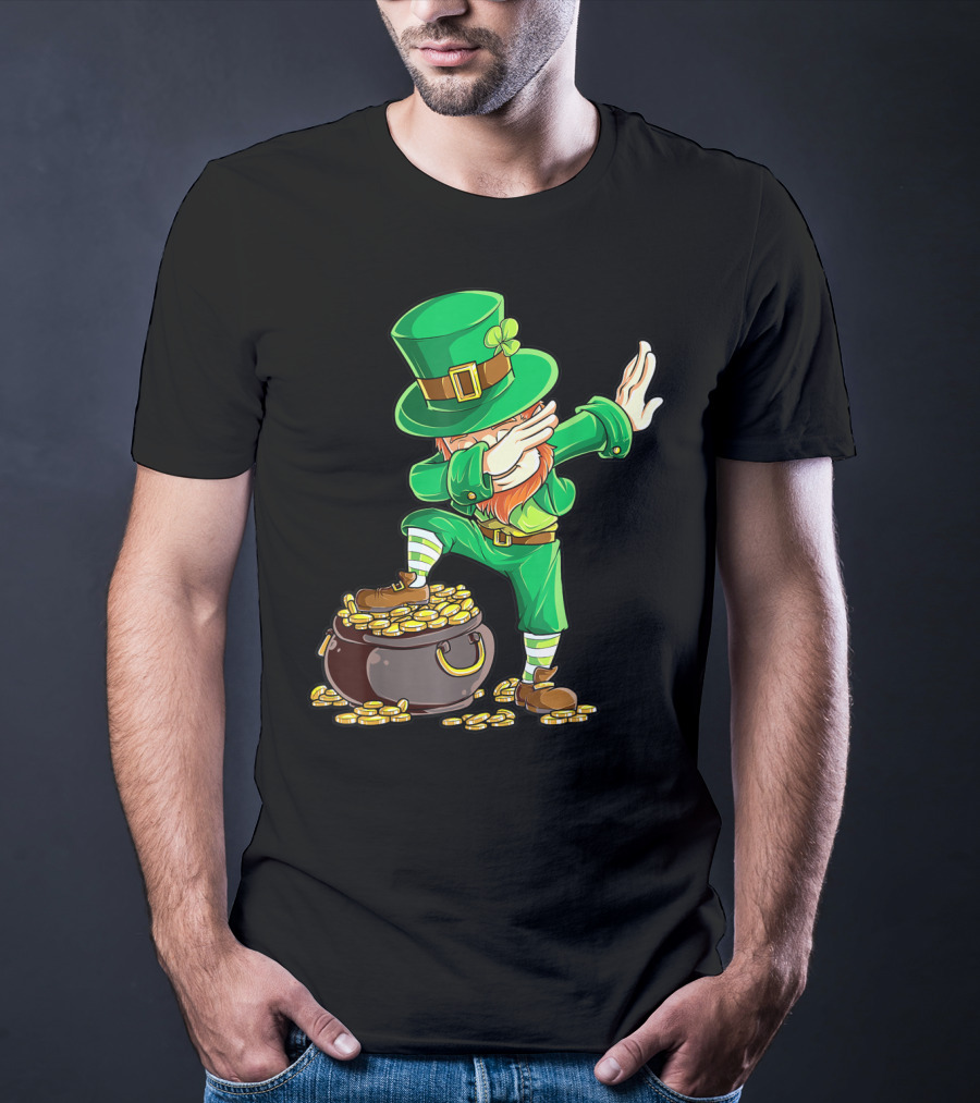 Dabbing Leprechaun Pot Of Gold St Patricks Day T-Shirt