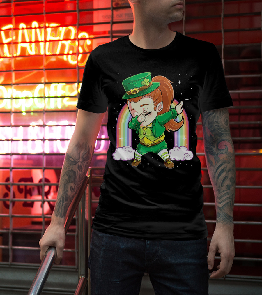 Dabbing Leprechaun St Patricks Day Women Dab Rainbow Special T-Shirt