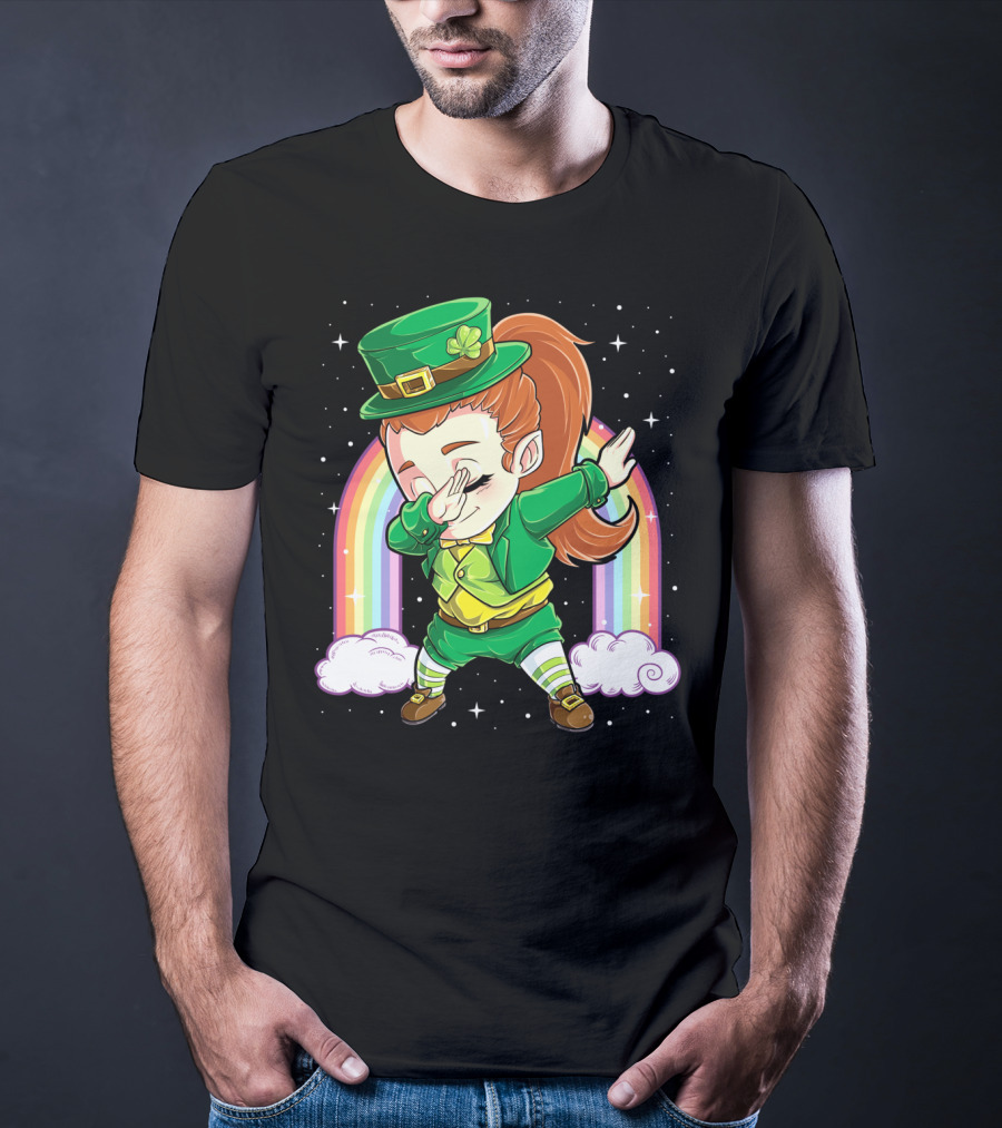 Dabbing Leprechaun St Patricks Day Women Dab Rainbow Special T-Shirt