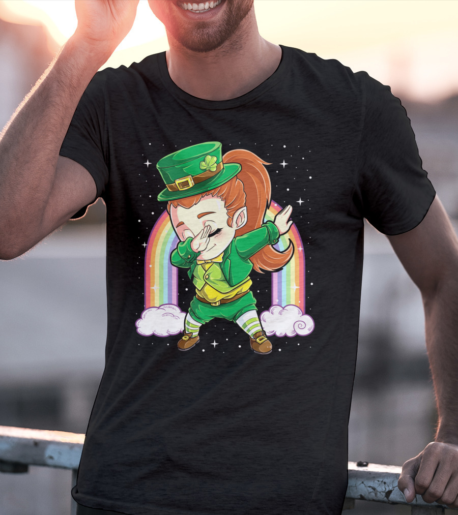 Dabbing Leprechaun St Patricks Day Women Dab Rainbow Special T-Shirt