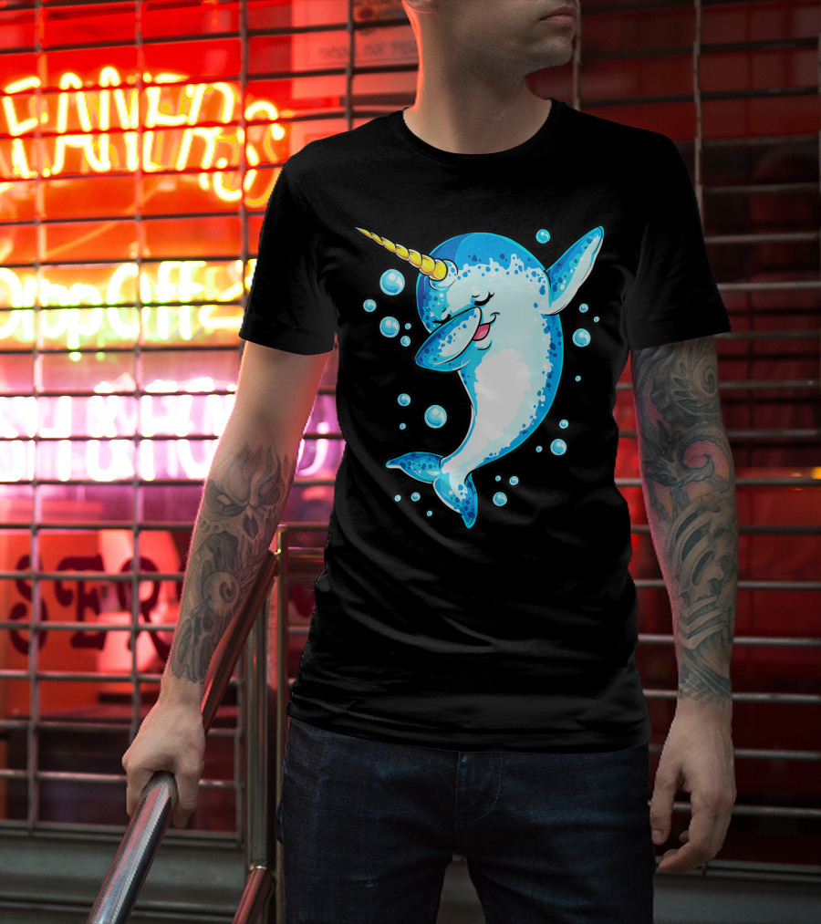 Dabbing Narwhal Unicorn For Girls And Boys Playful Sea Creature T-Shirt