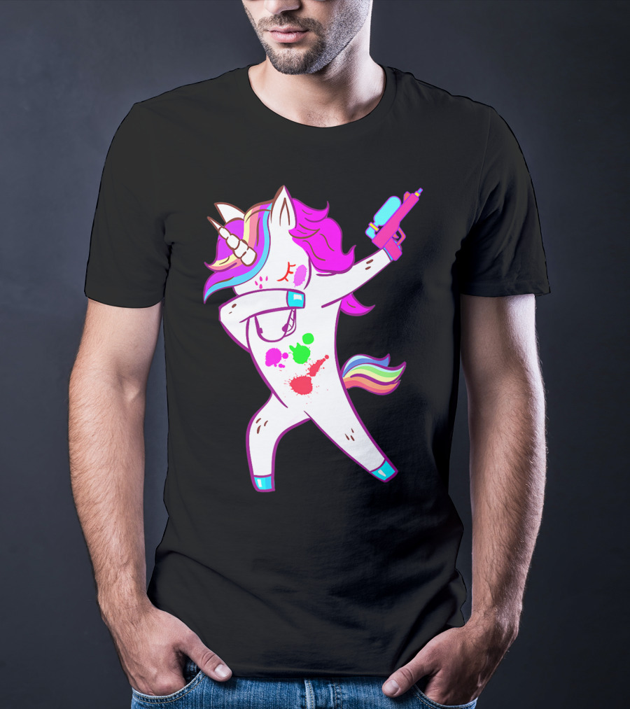 Dabbing Unicorn With Paintball Gun For Men And Teen Players T-Shirt