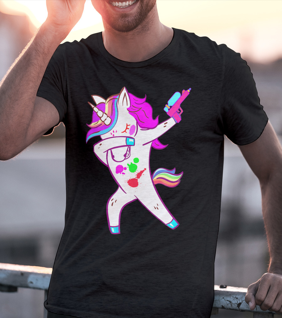 Dabbing Unicorn With Paintball Gun For Men And Teen Players T-Shirt