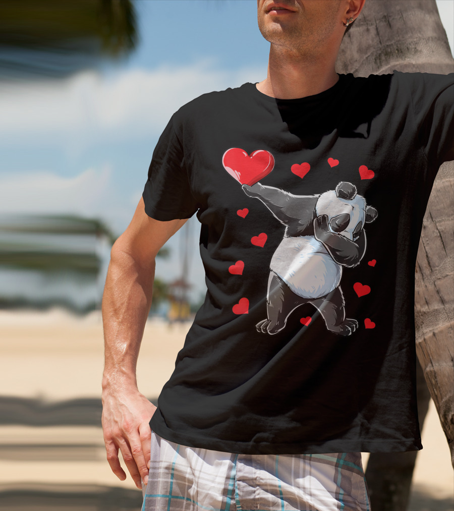 Valentines Day Dabbing Panda With Hearts Girls Bear T-Shirt