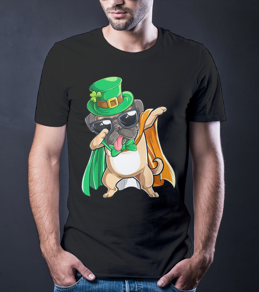 Dabbing Pug Leprechaun St Patrick's Day Boys Irish T-Shirt