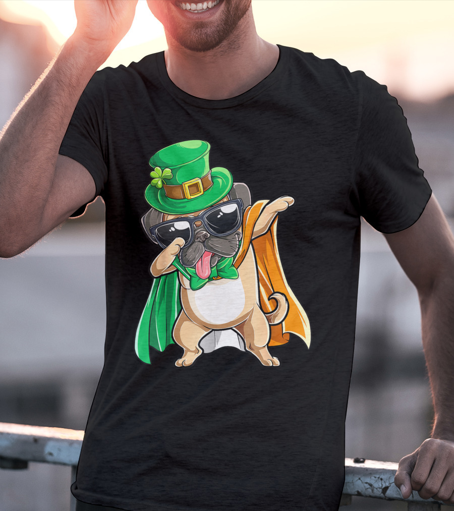 Dabbing Pug Leprechaun St Patrick's Day Boys Irish T-Shirt