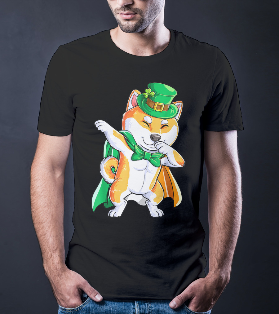 Dabbing Shiba Inu Leprechaun St Patricks Day Irish T-Shirt