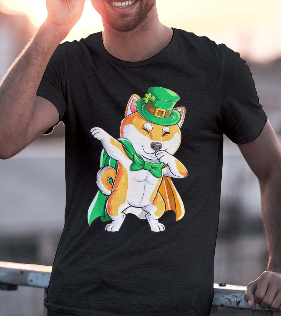 Dabbing Shiba Inu Leprechaun St Patricks Day Irish T-Shirt