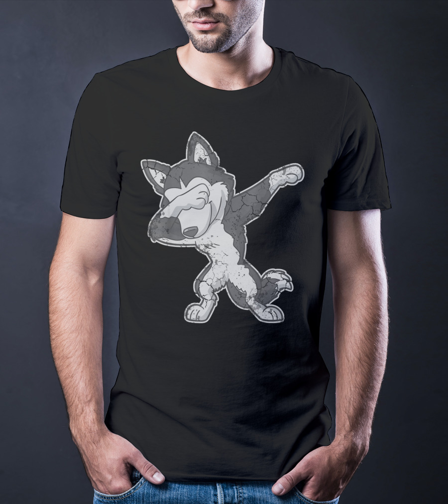 Dabbing Siberian Husky Dog Dab Cartoon T-Shirt