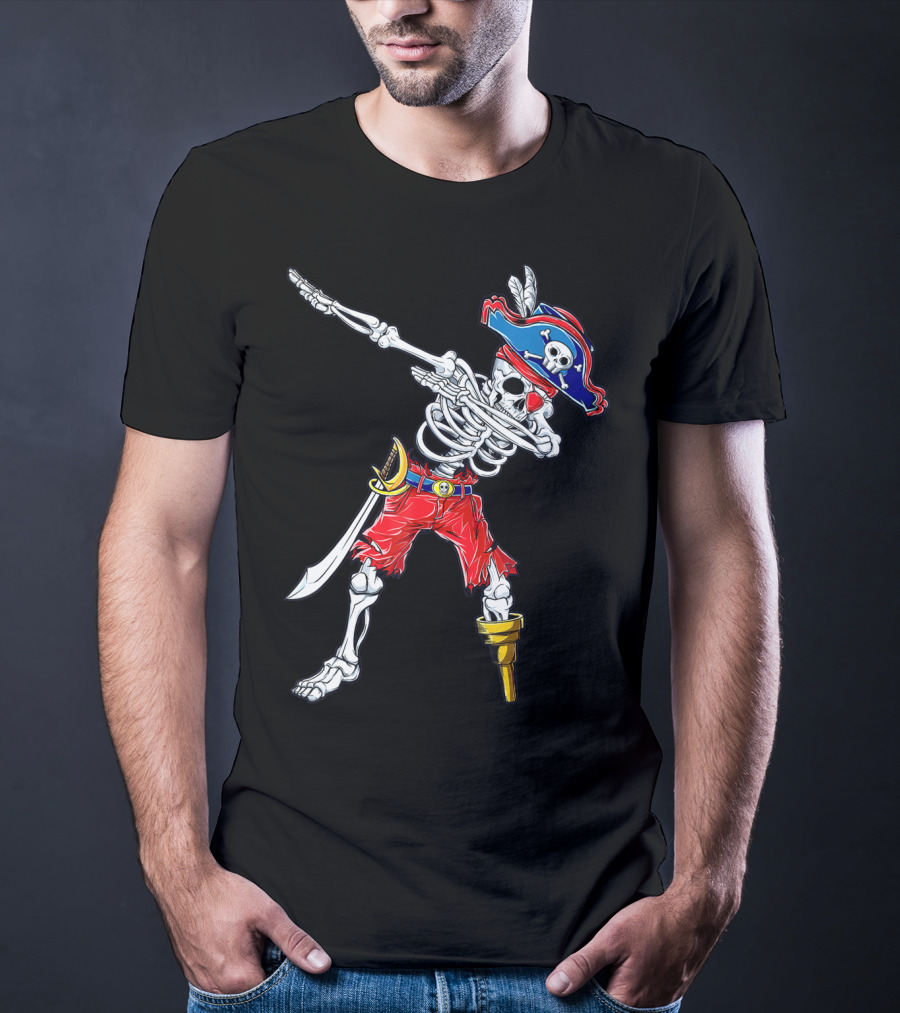 Dabbing Skeleton Pirate Jolly Roger Kids Skull Boys T-Shirt