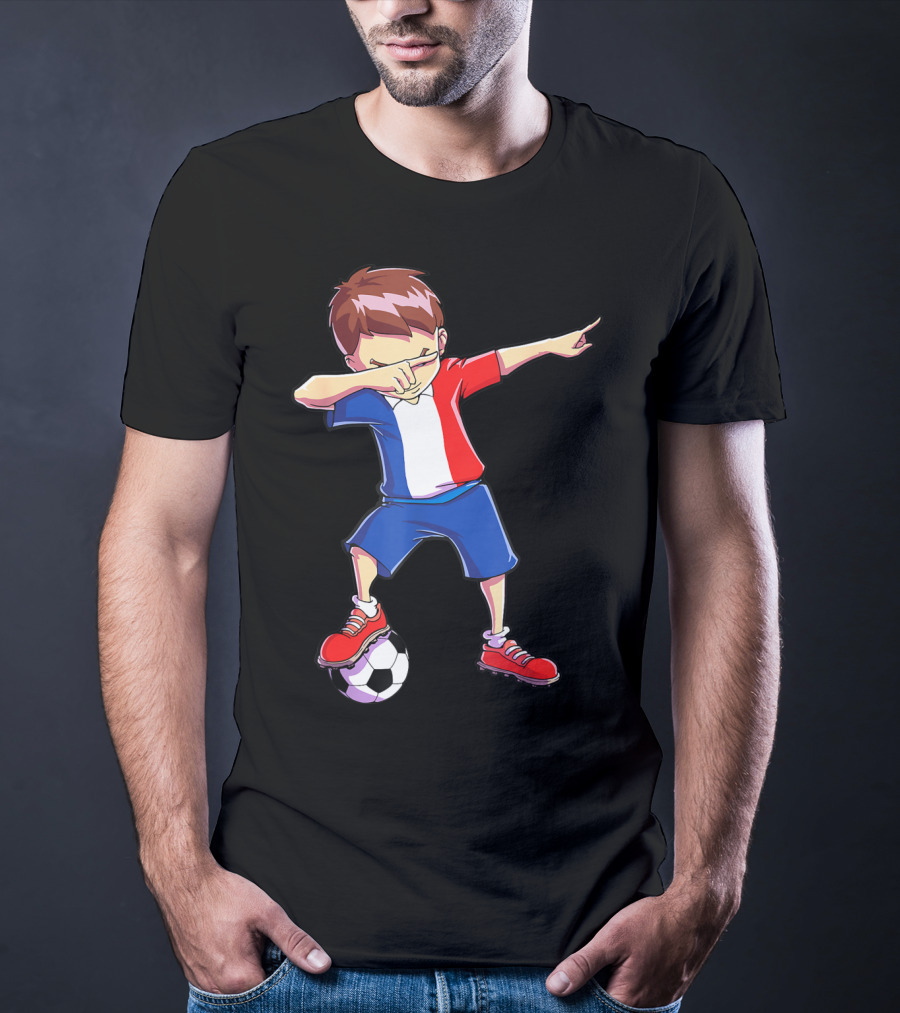France Dabbing Soccer Player Boys Men French Football T-Shirt