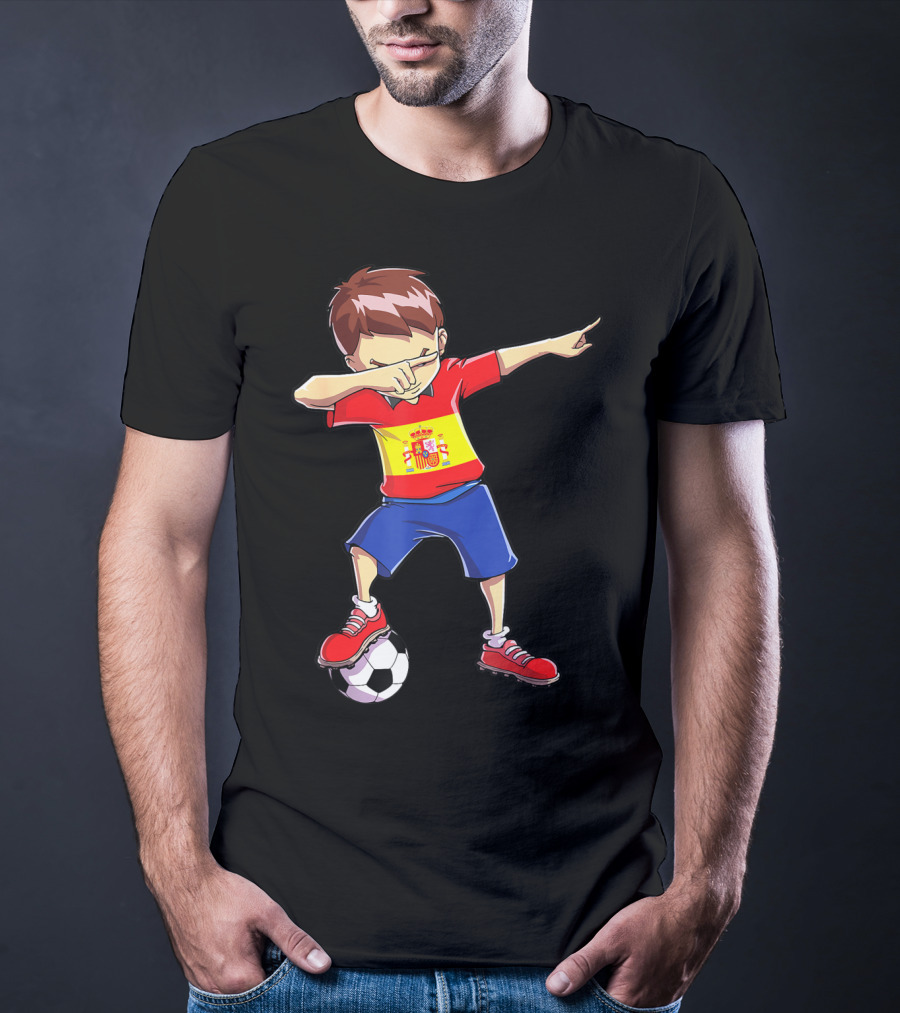 Spain Soccer Dabbing Kid Spanish Football T-Shirt