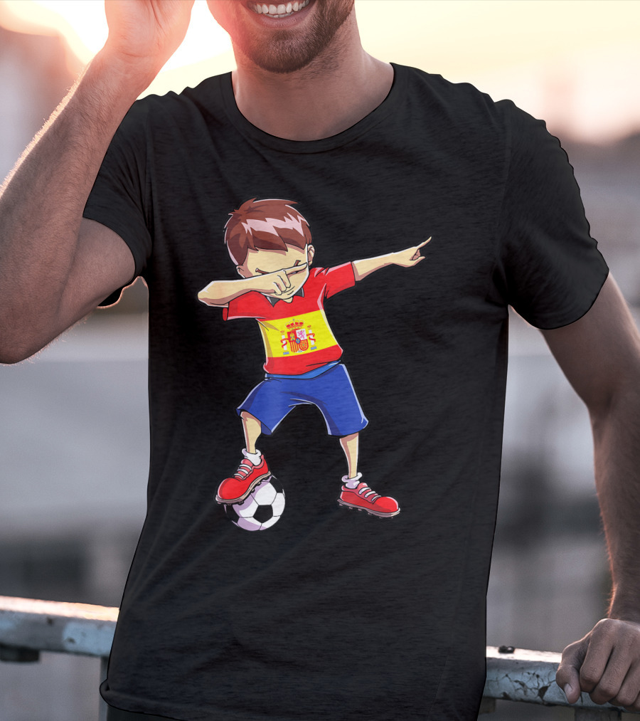 Spain Soccer Dabbing Kid Spanish Football T-Shirt