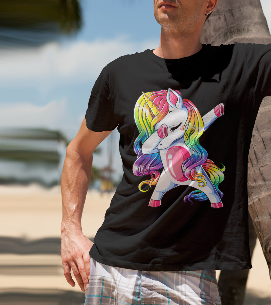 Dabbing Unicorn Rainbow Dance Squad Women Funny Dab T-Shirt