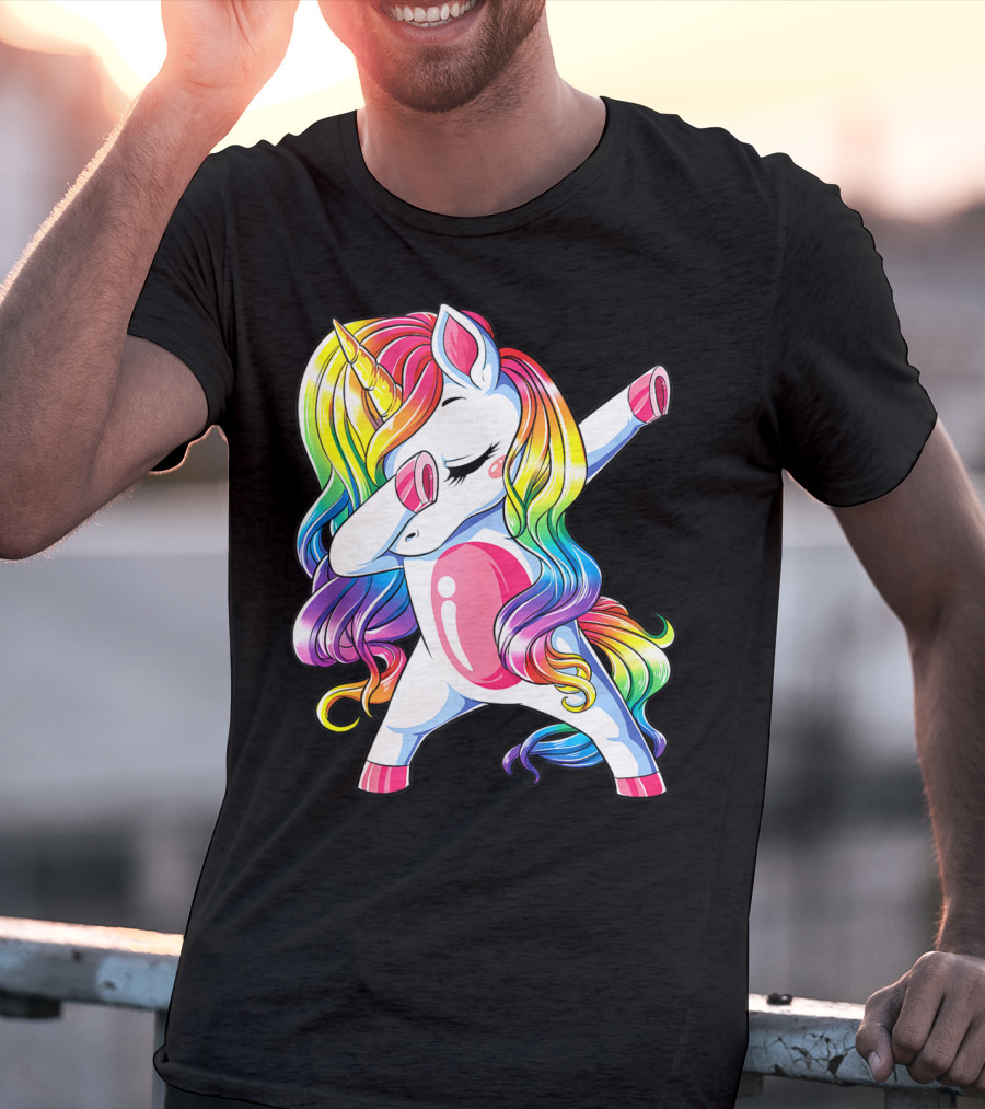 Dabbing Unicorn Rainbow Dance Squad Women Funny Dab T-Shirt
