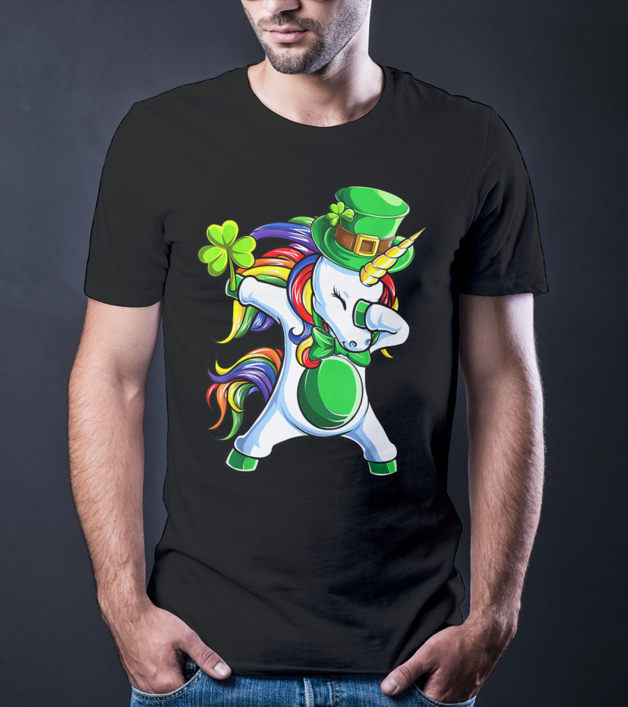 Dabbing Unicorn Lepricorn St Patricks Day Girls T-Shirt