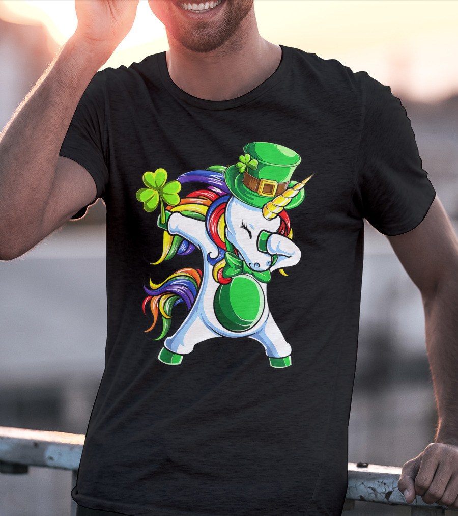 Dabbing Unicorn Lepricorn St Patricks Day Girls T-Shirt