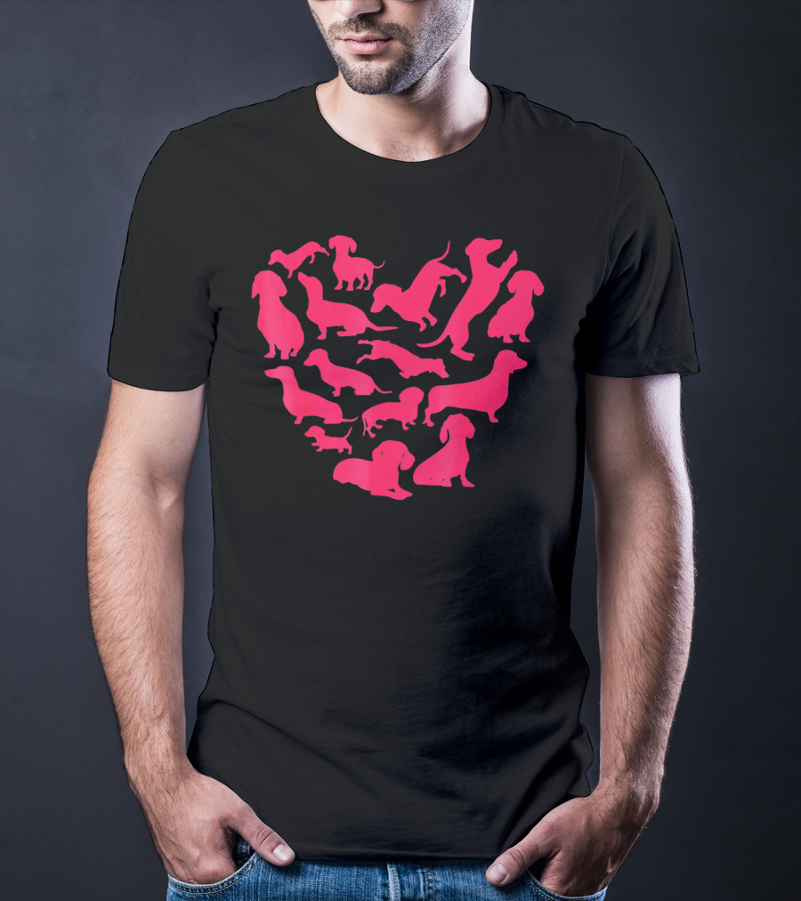Dachshund Valentines Day Sausage Dog Lover Heart T-Shirt