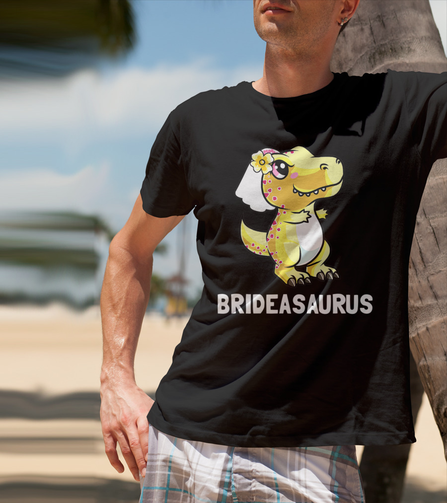Bridesaurus Dinosaur Wedding Bride In Veil T-Shirt