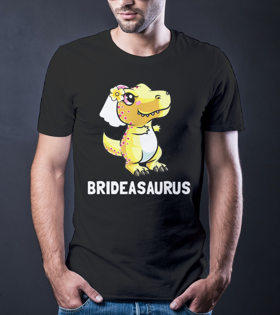 Bridesaurus Dinosaur Wedding Bride In Veil T-Shirt