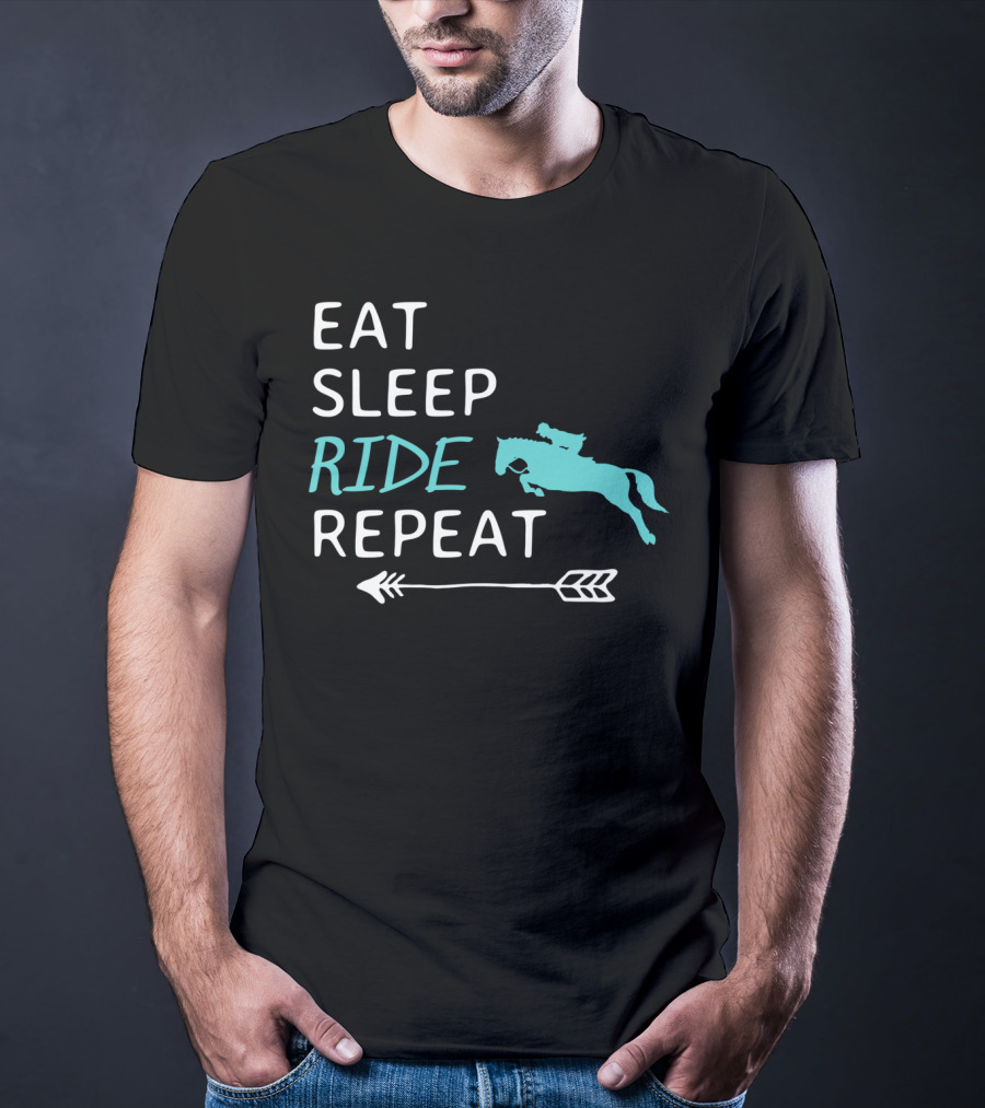Eat Sleep Ride Repeat Horseback Riding Silhouette Arrow T-Shirt