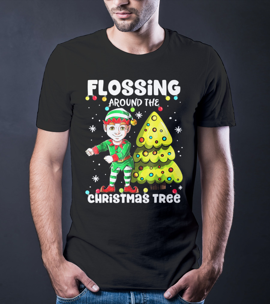 Flossing Elf Dancing Around The Christmas Tree T-Shirt