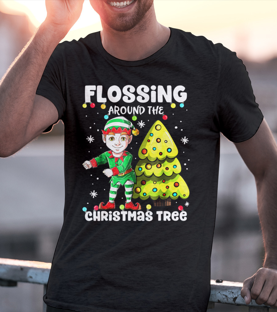 Flossing Elf Dancing Around The Christmas Tree T-Shirt