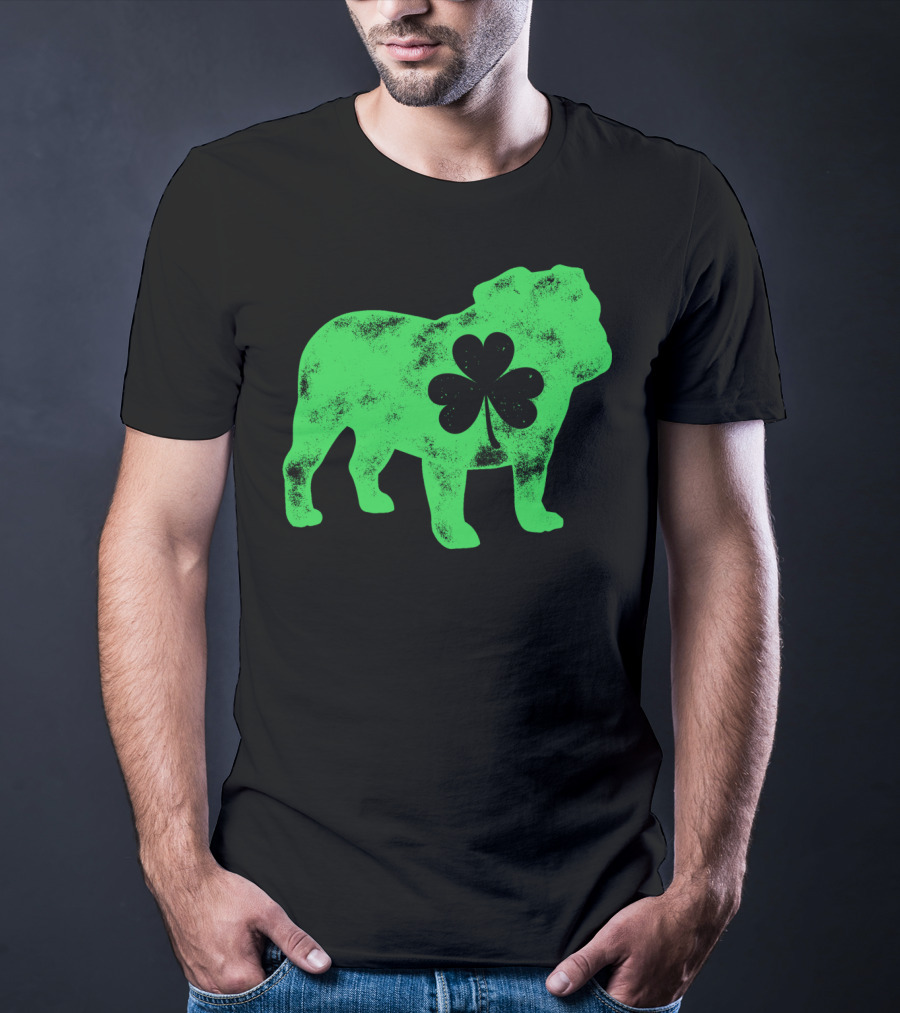 English Bulldog Shamrock St Patricks Day Men Dog T-Shirt