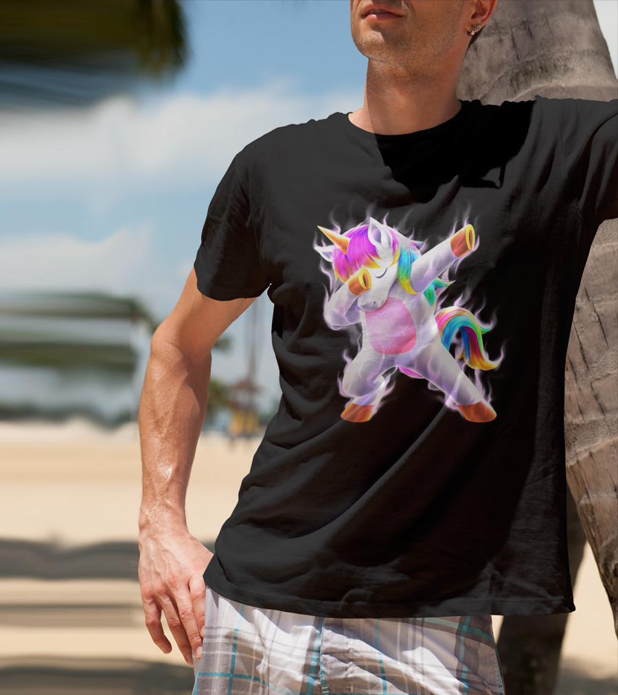 Dabbing Rainbow Unicorn Fantasy Magic Bright Mane T-Shirt