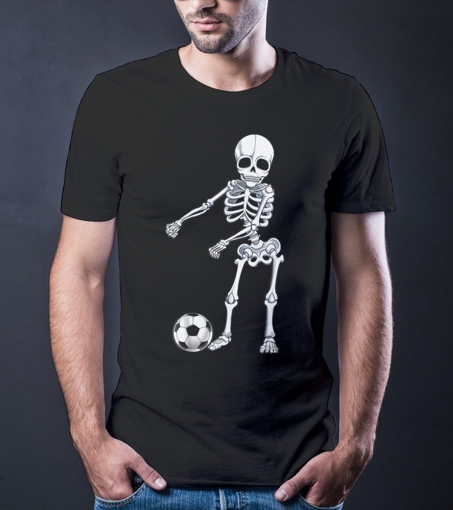 Floss Dance Skeleton Soccer Ball Boys Men Flossing Skeleton Soccer Combo T-Shirt