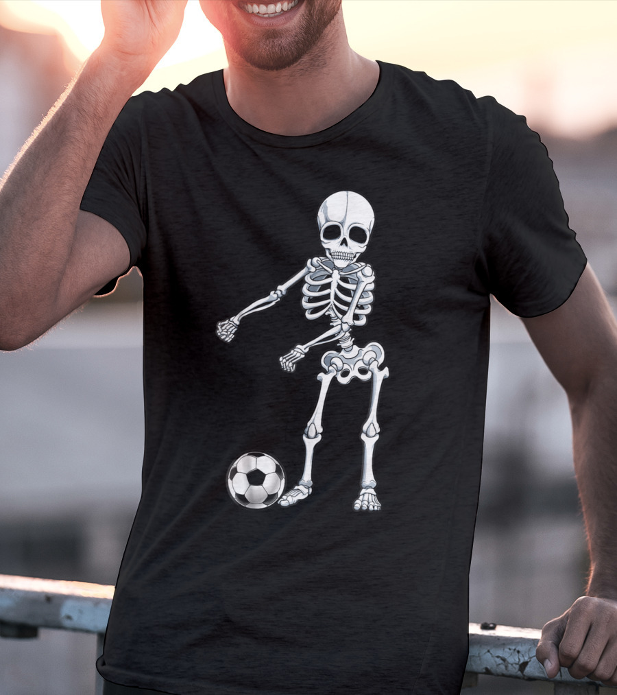 Floss Dance Skeleton Soccer Ball Boys Men Flossing Skeleton Soccer Combo T-Shirt