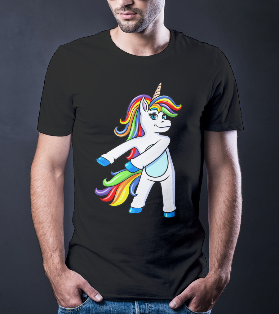 Flossing Unicorn Dance With Rainbow Mane And Tail T-Shirt