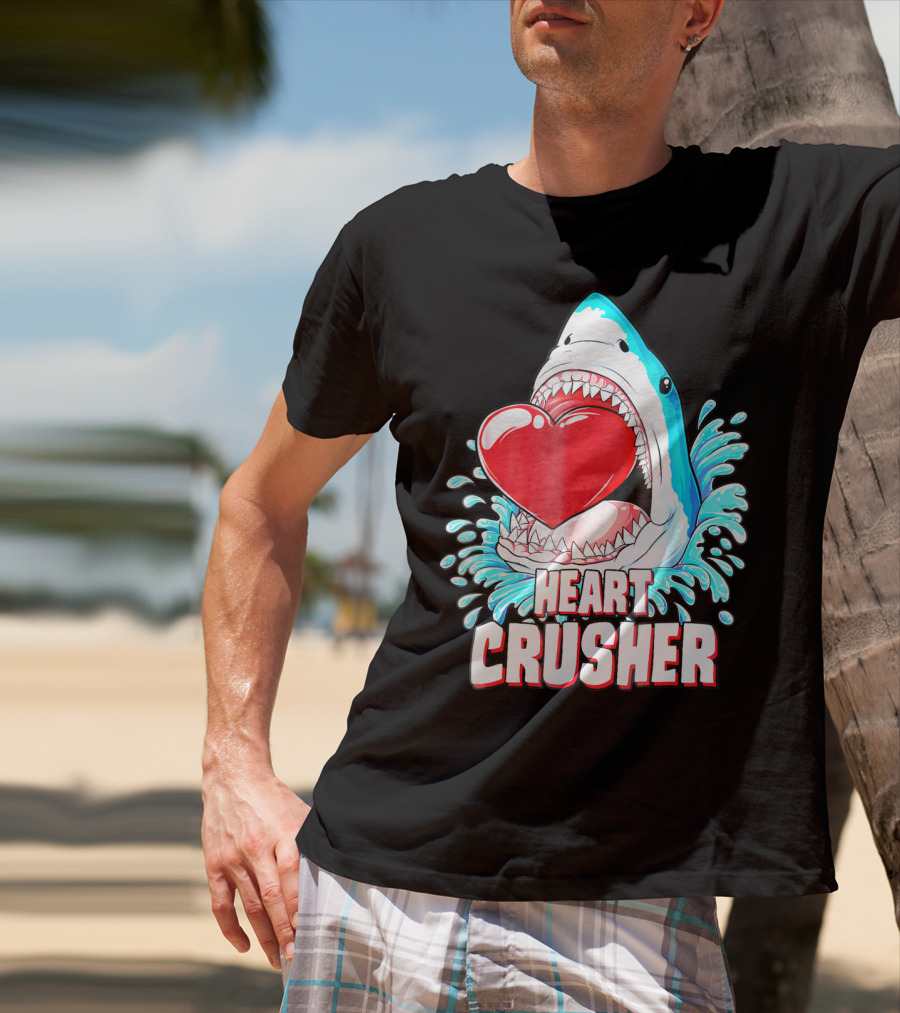 Heart Crusher Valentines Day Shark Boys Jawsome Splash T-Shirt
