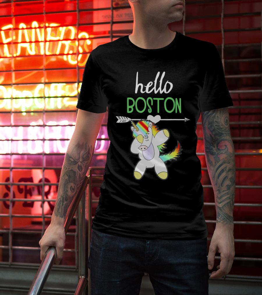 Hello Boston Dabbing Unicorn Girls T-Shirt