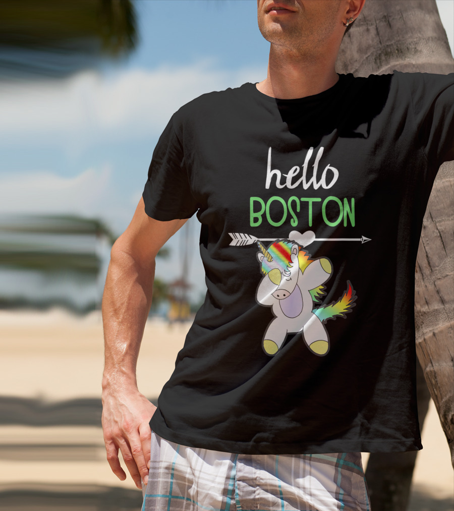 Hello Boston Dabbing Unicorn Girls T-Shirt