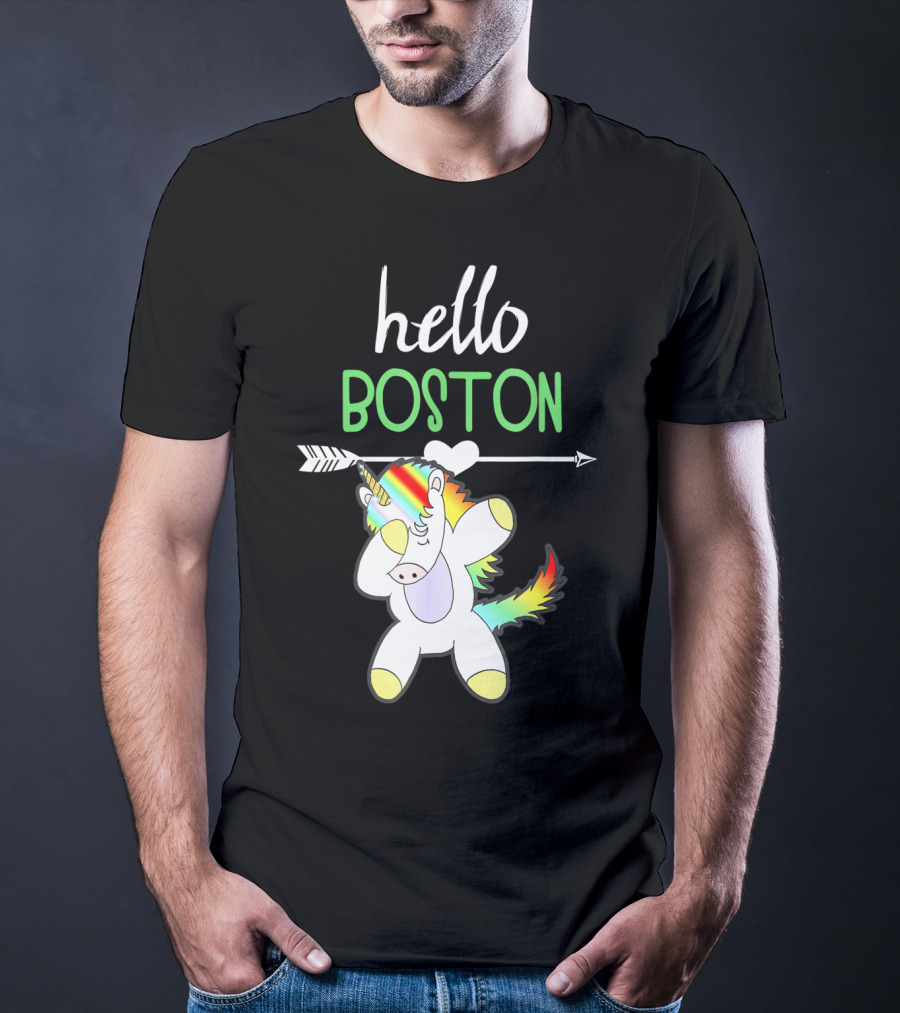 Hello Boston Dabbing Unicorn Girls T-Shirt