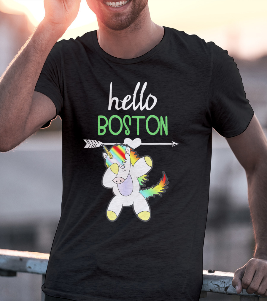 Hello Boston Dabbing Unicorn Girls T-Shirt