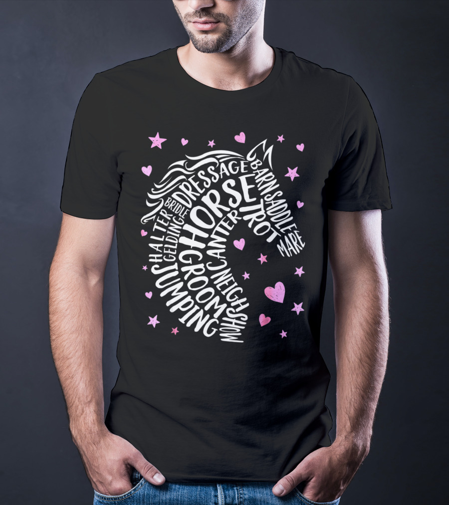 Horse Dressage Canter Jumping Saddle Neigh Show Groom Trot Barn Mare For Girls Women Horseback Riding T-Shirt