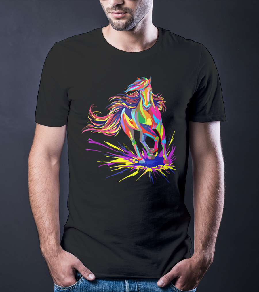 Horse Watercolor I Love Horseback Riding Funny Horse T-Shirt